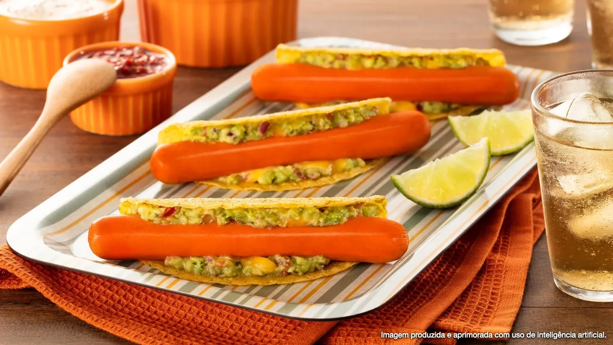 Tacos de Salsicha com Guacamole