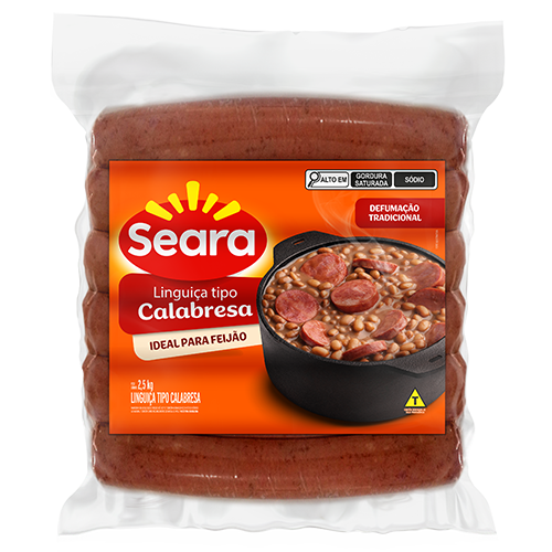 Linguiça tipo Calabresa Seara embalagem com 2,5 Kg