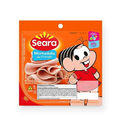 Mortadela de Frango Fatiada Seara Turma da Mônica 180g Seara