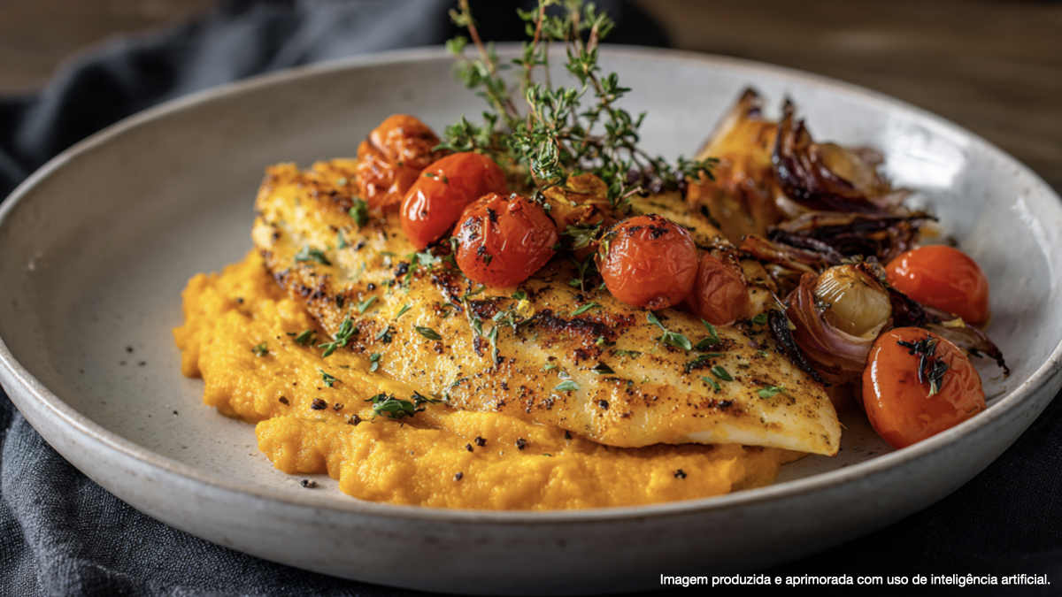 Filé de Tilápia Grelhada com Purê de Cenoura