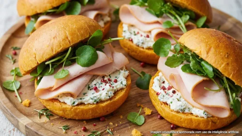 Pão de Batata-Doce com Peito de Peru Defumado e Ricota
