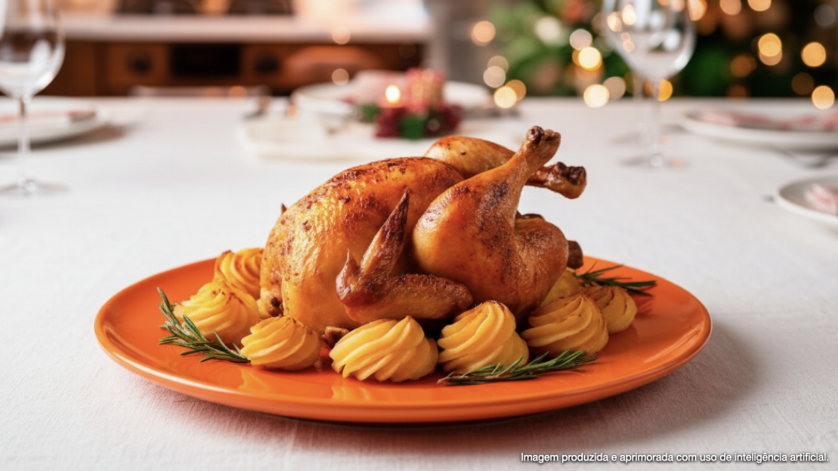 Ave Fiesta com batatas duchesse e molho de alho poró