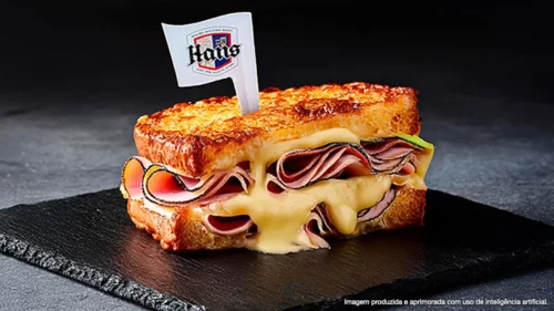 Croque monsieur com presunto alemão e bechamel