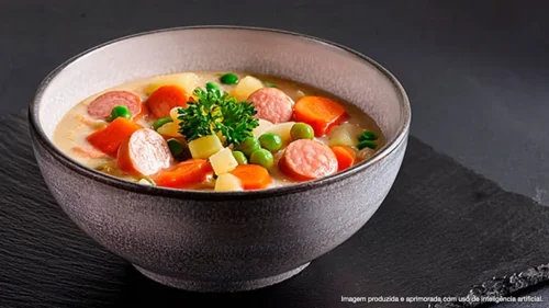 Sopa alemã de salsicha Viena com vegetais