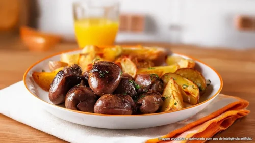 Coração de frango ao forno com batatas