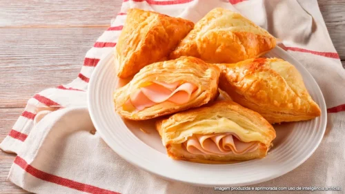 Folhado de frango defumado com queijo minas