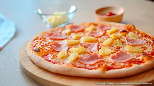 Pizza de presunto com abacaxi