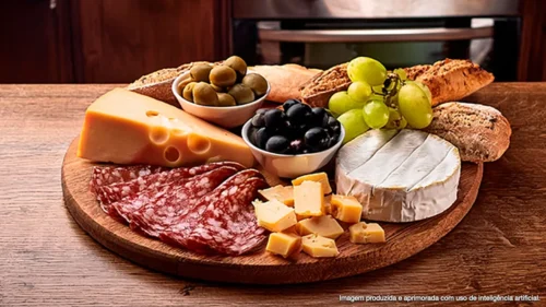 Tábua de queijos e salame tipo italiano