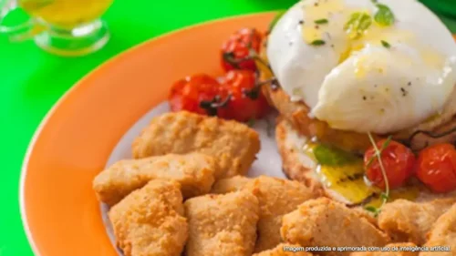 Empanado de frango vegetal com burrata ao azeite de ervas