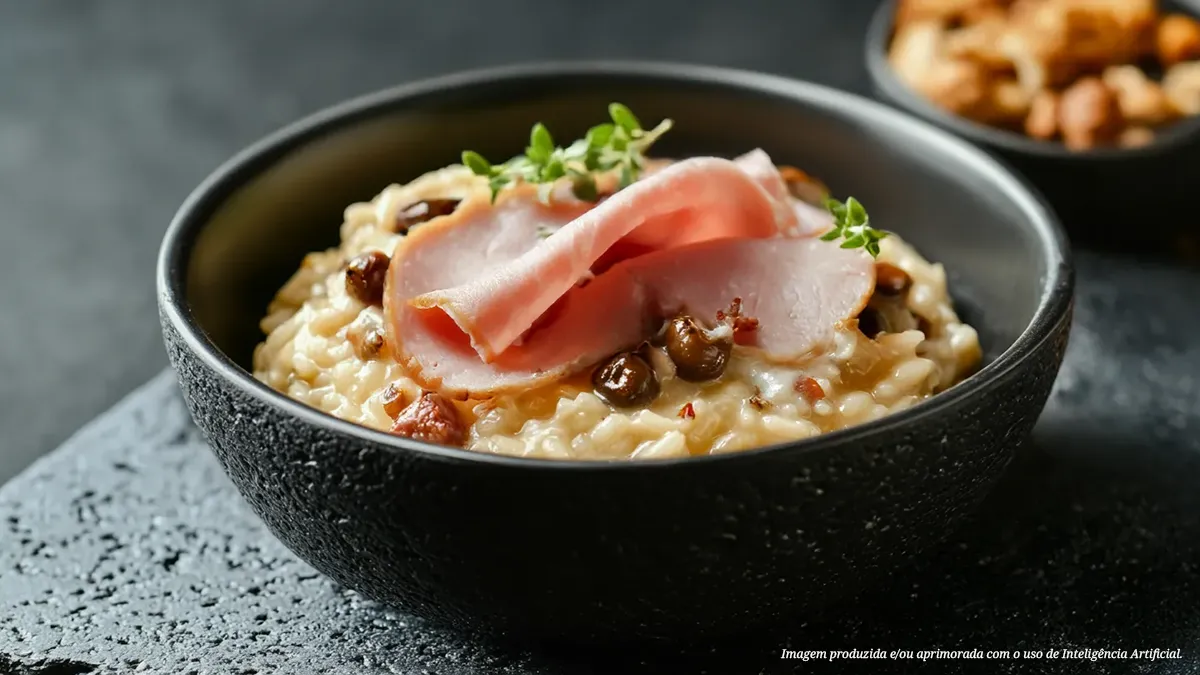 Risoto cremoso de funghi com Lombo Condimentado Fatiado Hans