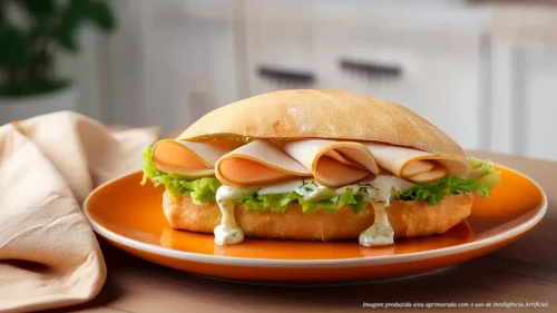 Sanduíche cremoso de frango com requeijão