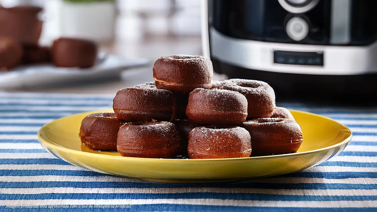 Mini donuts de chocolate na airfryer