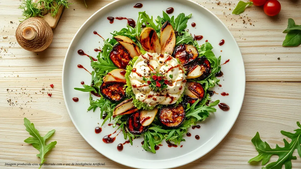 Salada capri com mussarela de búfala