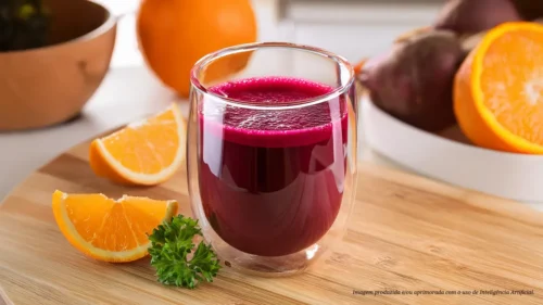 Suco detox de beterraba e laranja