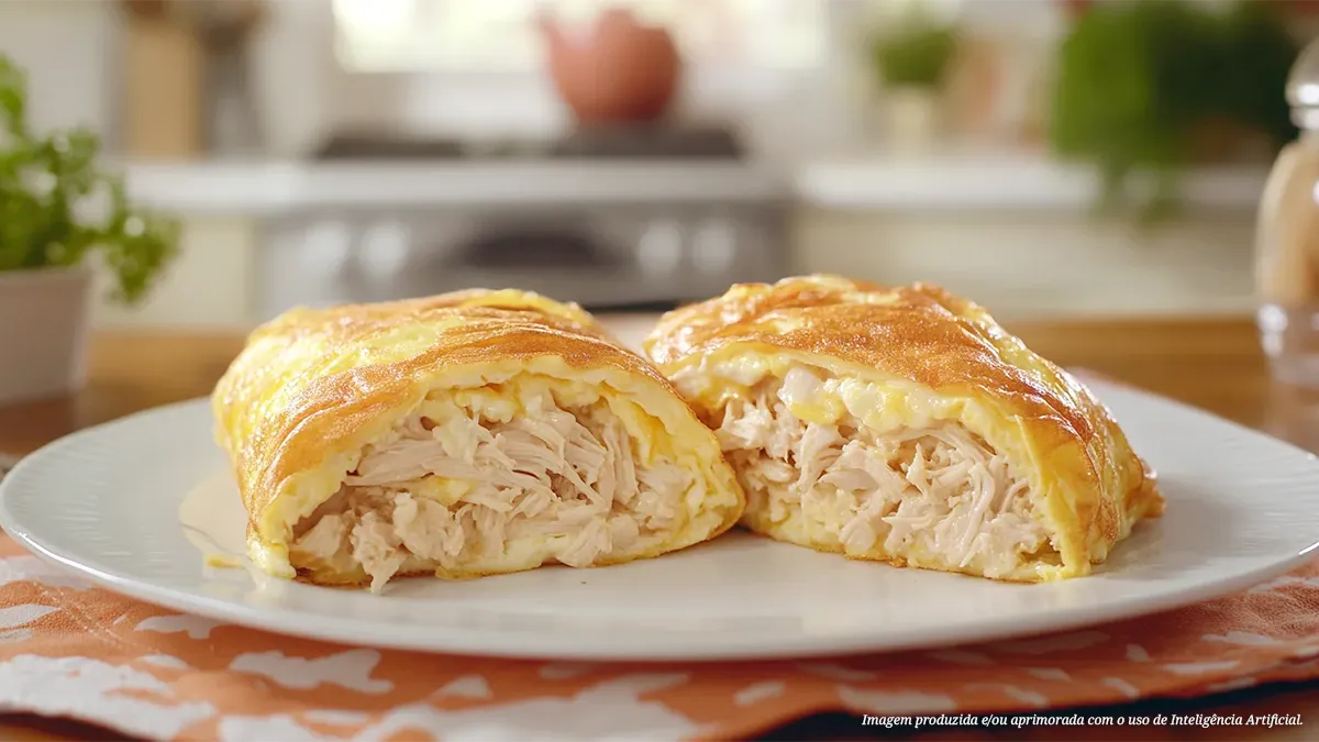 Omelete de frango e requeijão