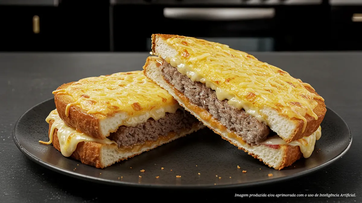 Hambúrguer 100% vegetal com queijo e molho bechamel
