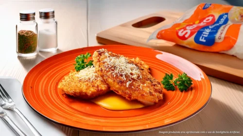 Filé de Peito de Frango Crocante com Queijo