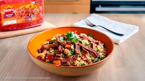 Salada de quinoa com Jerked Suíno