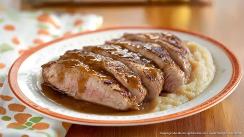 Filé mignon com purê de maçã