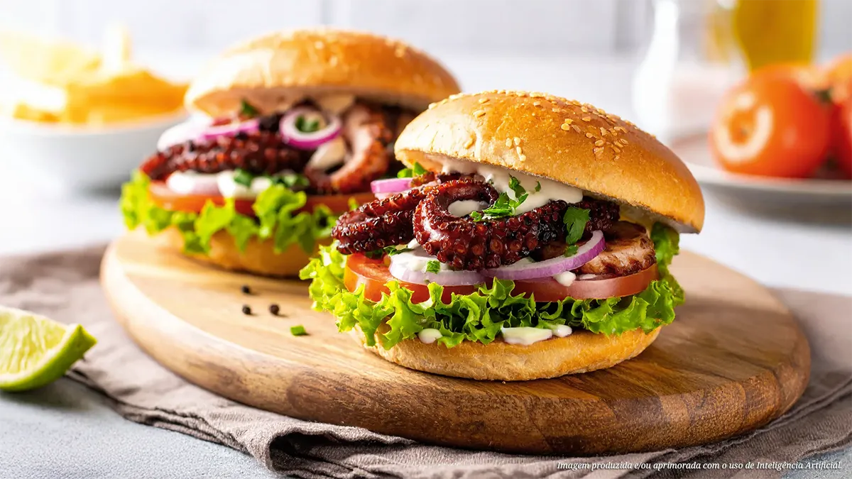 Hambúrguer de polvo com aioli de limão