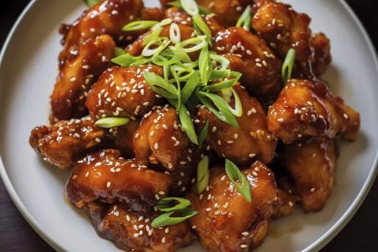 Asa de frango ao molho agridoce com cebolinha