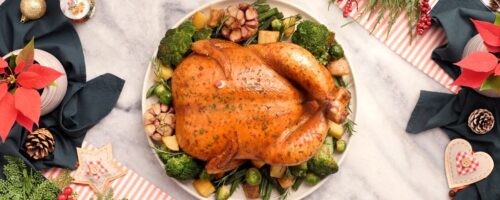 Ave de Natal Assada com Legumes