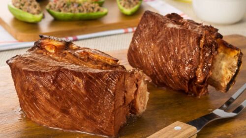 Churrasco de Costela com Abobrinhas Recheadas