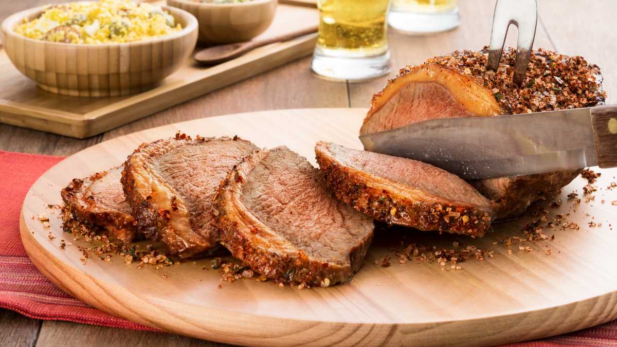 Churrasco de Picanha com Farofa e Vinagrete de Abobrinha