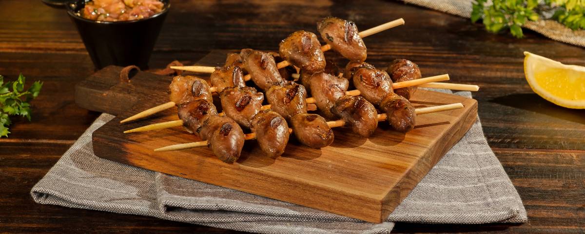 Coração de Frango com Vinagrete de Berinjela