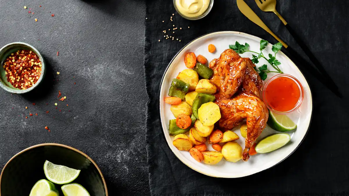 Frango com legumes na airfryer: refeição completa em menos de 30 minutos