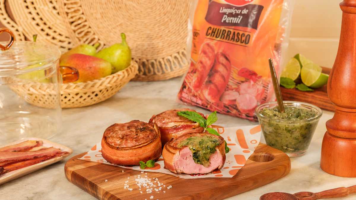 Medalhão de linguiça com bacon