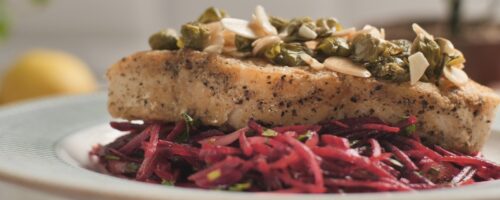 Peixe Grelhado com Salada de Beterraba