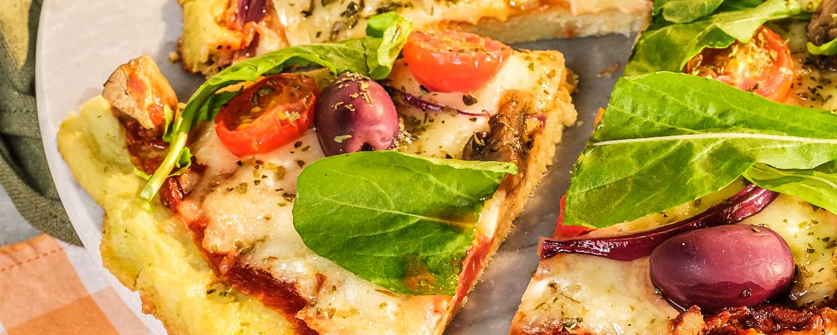 Pizza 100% vegetal de Massa de Couve-Flor