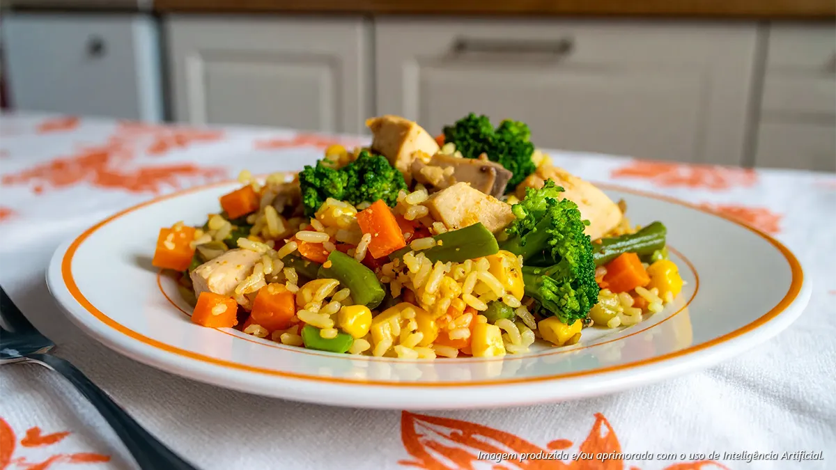 Arroz Integral Com Frango e Legumes