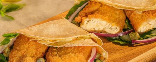 Wrap Dobrado com Filé de Tilápia Empanado