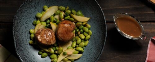 Medalhão de Filé Mignon Suíno com Molho de Carne e Mostarda