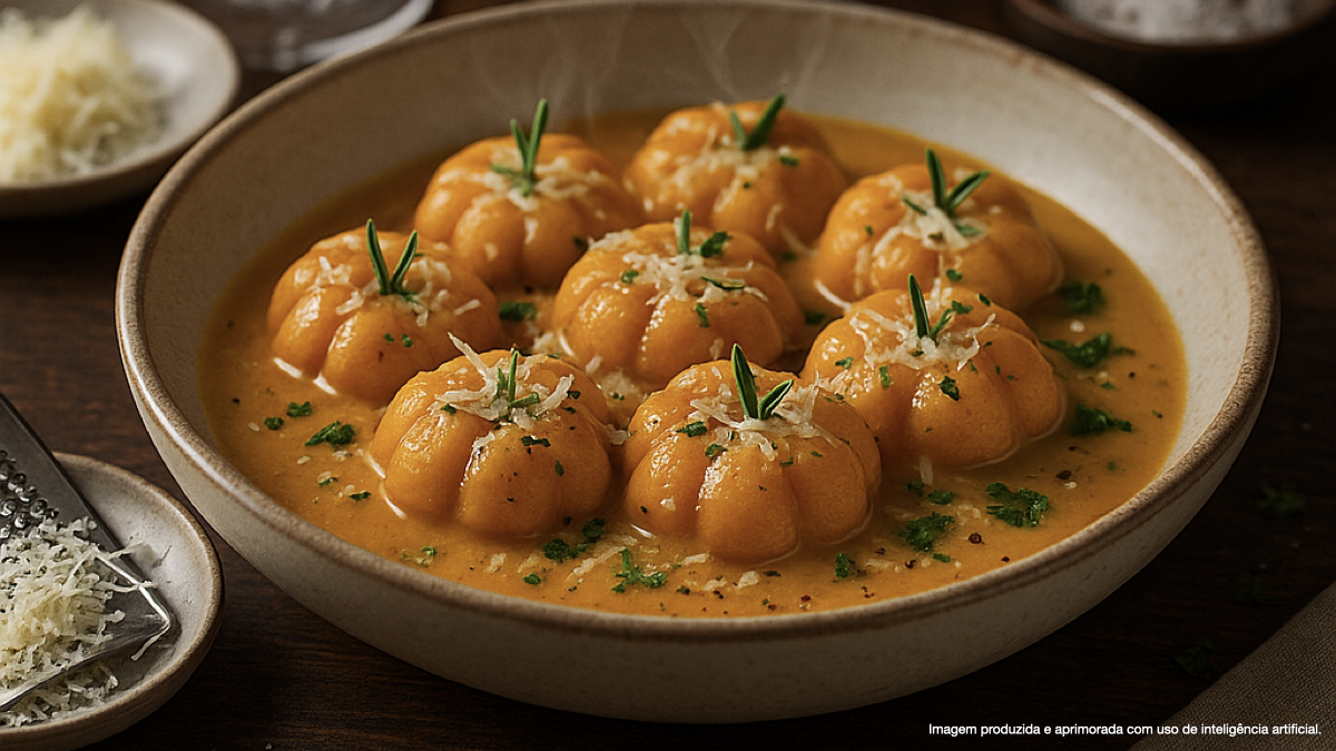 Nhoque Halloween com Abóbora e Alecrim