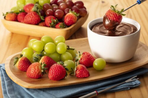 Fondue de brigadeiro com frutas