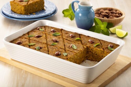 Quibe de forno com abóbora e amêndoas