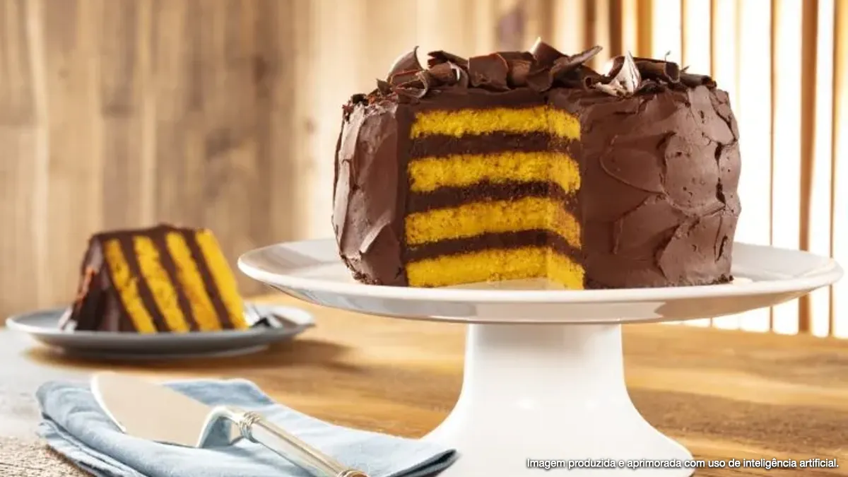 Bolo de cenoura com recheio e cobertura de chocolate