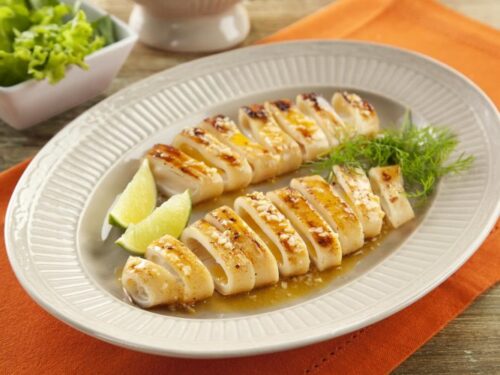 Lulas Grelhadas ao Molho de Limão e Alho